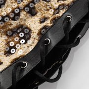 Leopard Sequin Split Tie Up Skirts GDSF J25SK032