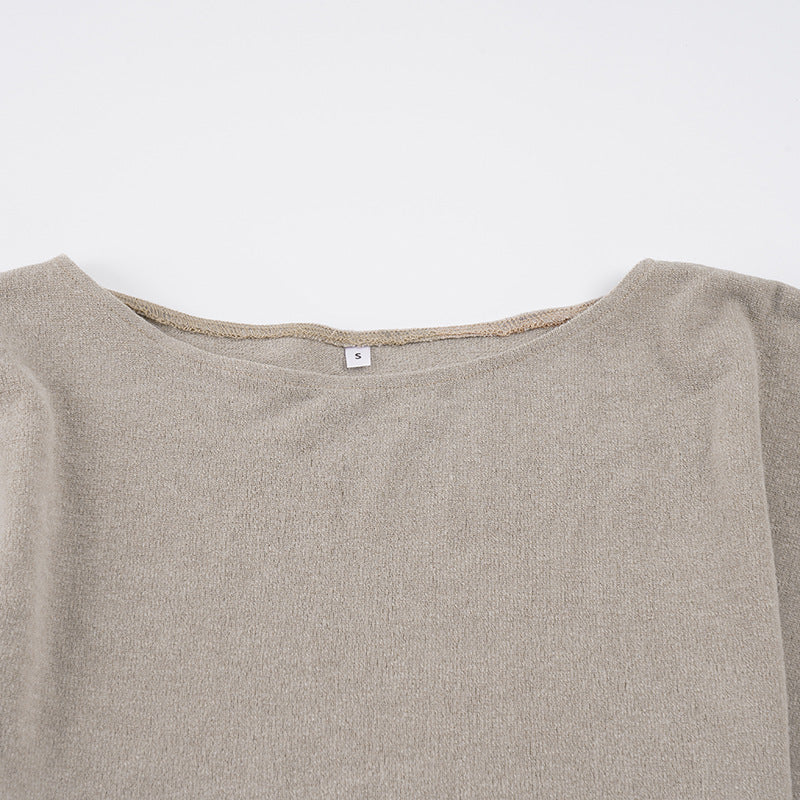 Bat Sleeve Solid Color T Shirt GPKJ MR48235