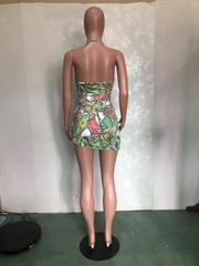 Sexy Beach Style Tie Up Printed Swimsuit Three Piece Set BN 9269