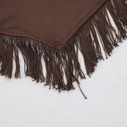 Halterneck Solid Color Tassel Vest GPKJ MR49999