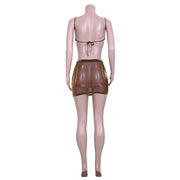 Mesh See Through Sling Top And Skirts Two Piece Set JZHF 8030