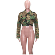 Camouflage Print Lapel Neck Short Coats SH 390421