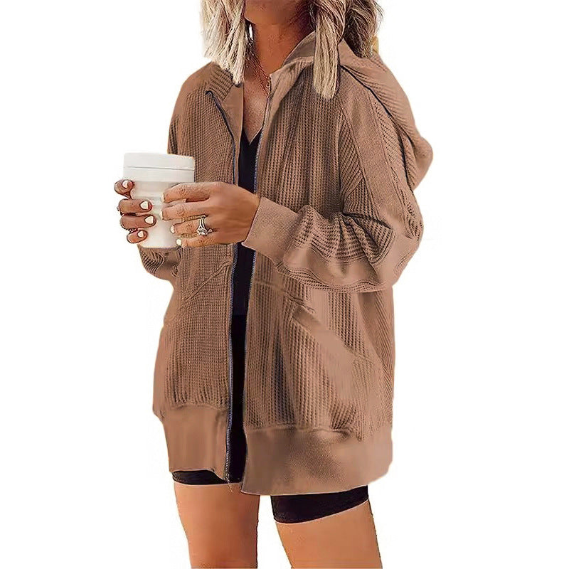 Solid Color Long Sleeve Hooded Coat GSZM ZTP1387