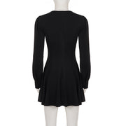 Deep V Neck Long Sleeve Mini Dress GPKJ MR49373