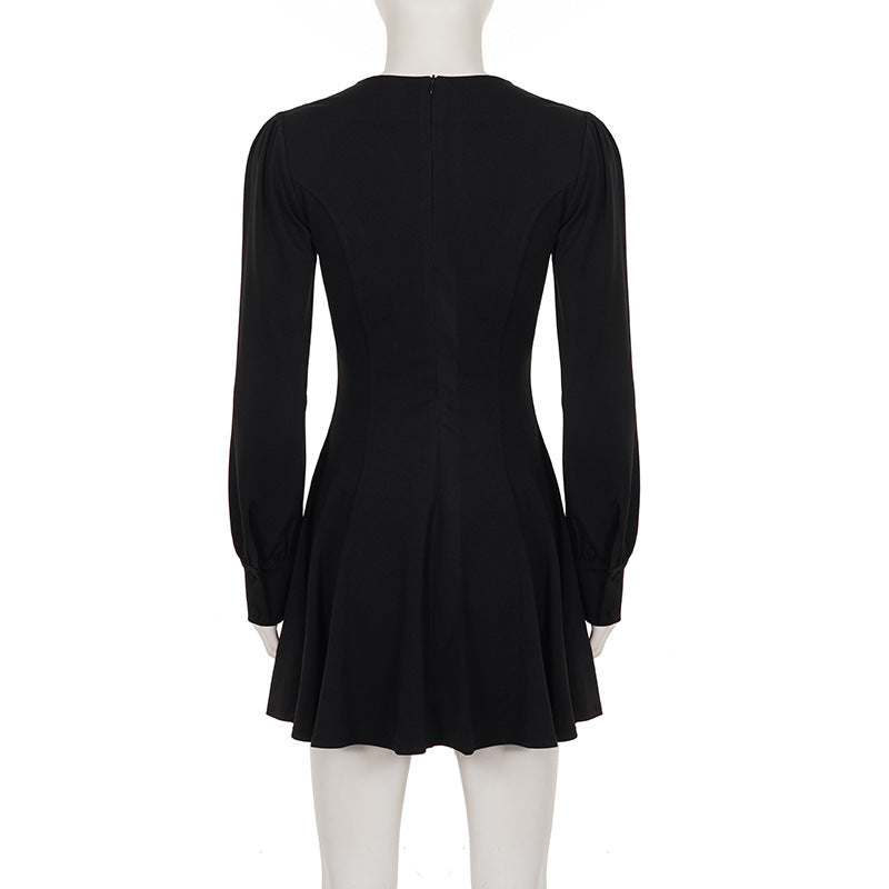 Deep V Neck Long Sleeve Mini Dress GPKJ MR49373