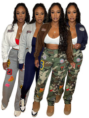 Fleece Lined Sports Zipper Embroidered Baseball Jacket CH 25061