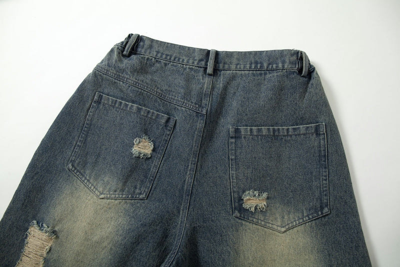 Plus Size Camouflage Print Patchwork Holes Jeans GYLN 0513