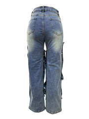 Removable Button Straight Jeans GXHF M81208