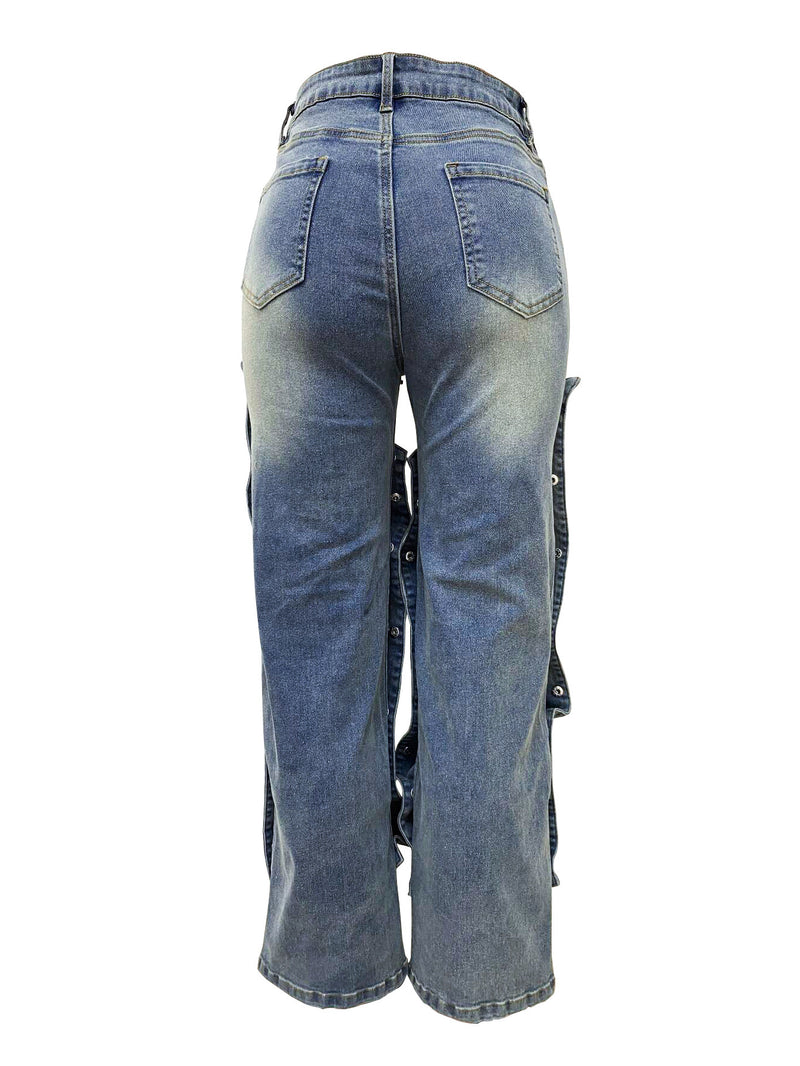 Removable Button Straight Jeans GXHF M81208