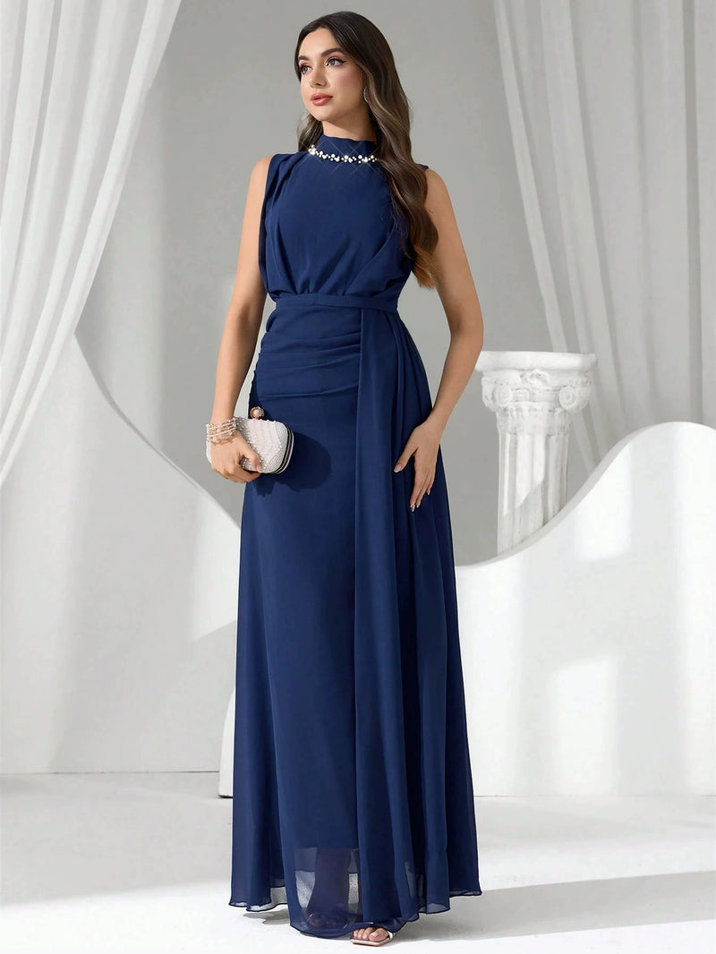 Solid Color Chiffon Sleeveless Maxi Dress GXRF QC170