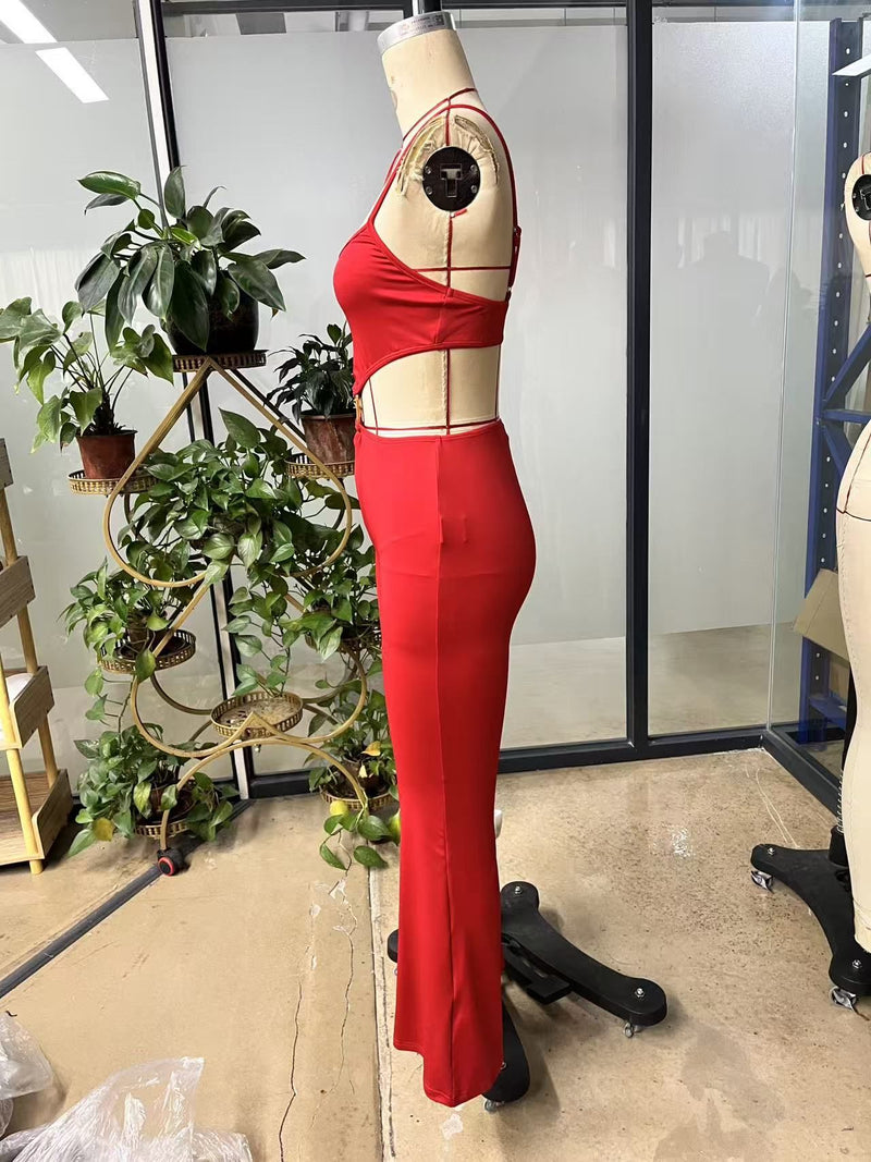 Solid Color Knits Backless Flare Jumpsuit GHYX JYP7005