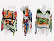 Letter Print Loose Long Sleeve Hoodies QYMF 3068
