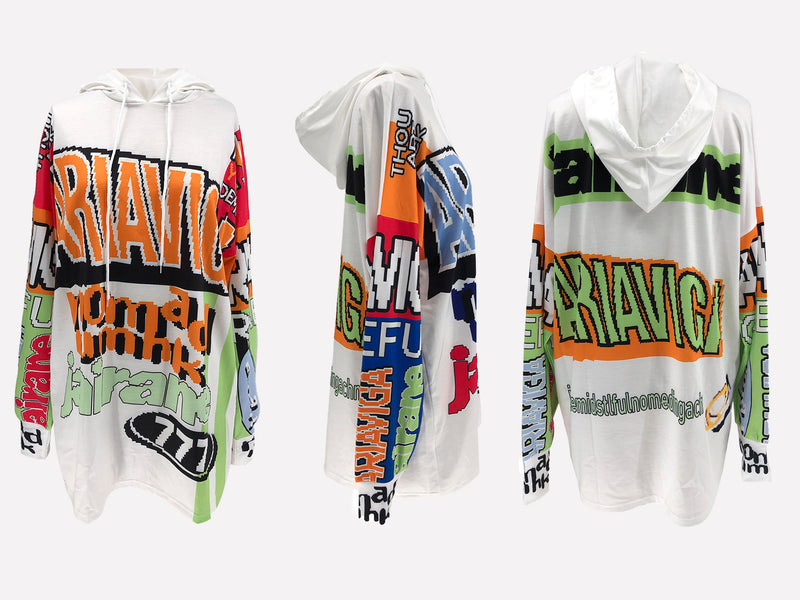 Letter Print Loose Long Sleeve Hoodies QYMF 3068