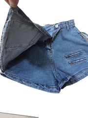 Casual Pocket Zipper Denim Shorts CM 8676