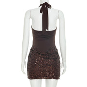 Sleeveless Sequin Backless Mini Dress GSZM J26DS293