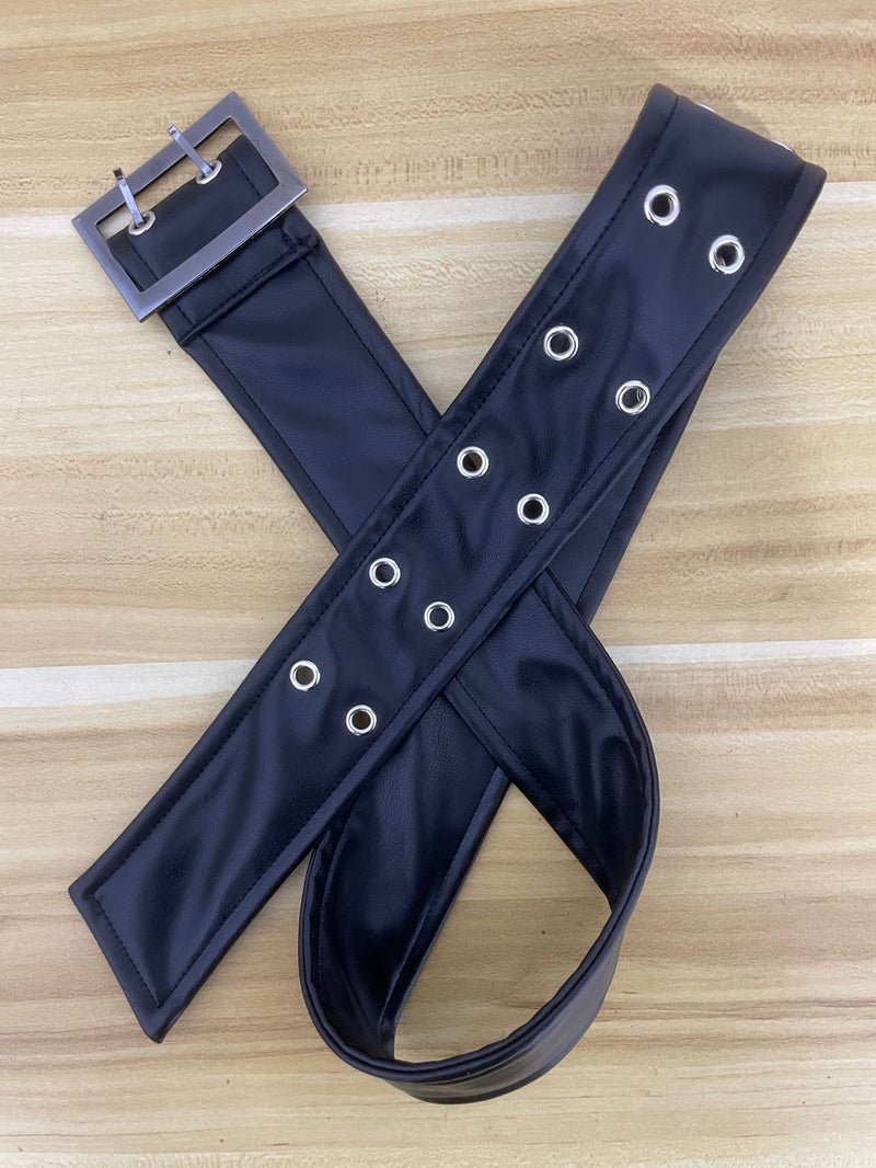 Sexy PU Leather Split Mini Skirt With Belt QODY 6053