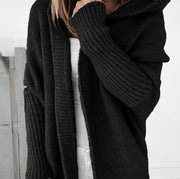 Hooded Collar Knit Bat Sleeve Loose Sweater GBLH 2101