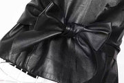 Plus Size Fur Collar Fur PU Leather Coat HHMY 5723