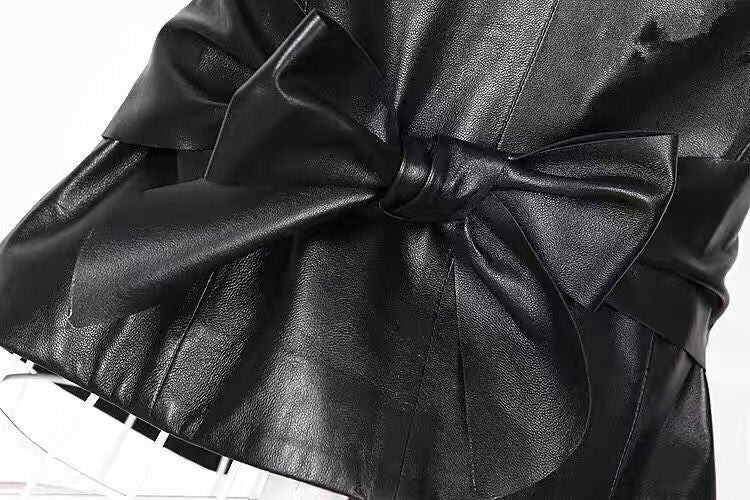 Plus Size Fur Collar Fur PU Leather Coat HHMY 5723