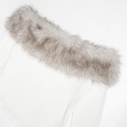 Fur Neck One Shoulder Tops GAXB D397TP