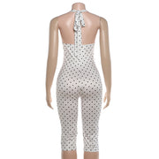 Polka Dots Print Backless Romper GYME K6Q08075A