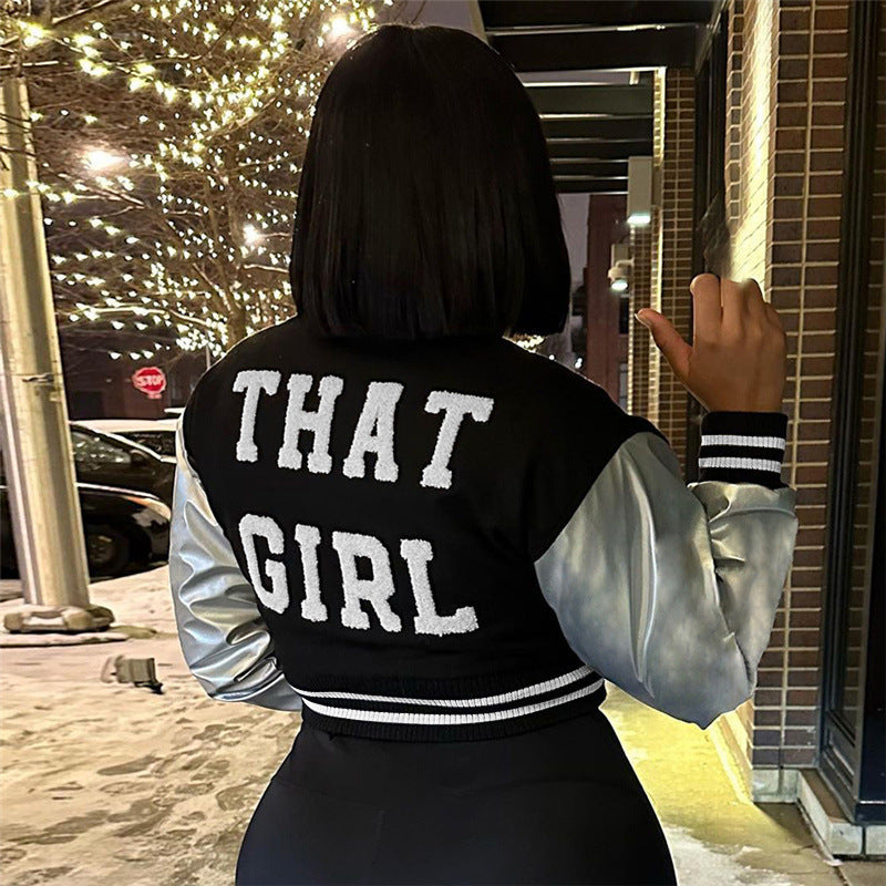 Fashion Embroidery Splicing Slim Baseball Jacket IV 8431