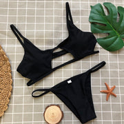 Solid Color Hollow Swimsuit Two Piece Set CSYZ 1852
