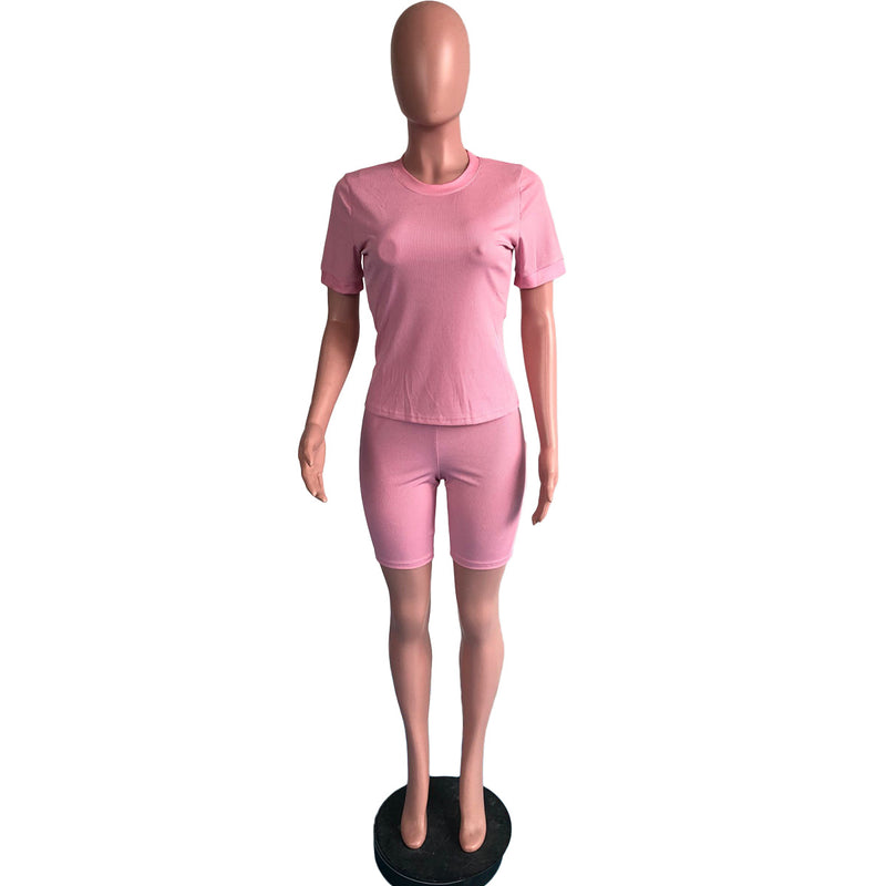 Solid T Shirt And Shorts Two Piece Sets OMY 81024