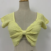 V Neck Crochet Cutout Crop Top GFQS 0513