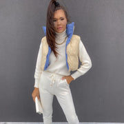 Reversible Wear Zipper Vest Warm Cotton Jacket GBTF 8099DN