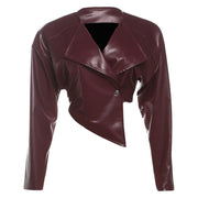 PU Leather Solid Color Irregular Coat XEF K25C77277