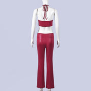 Sleeveless Halterneck Tie Up Jumpsuit GFRT 42396JBC
