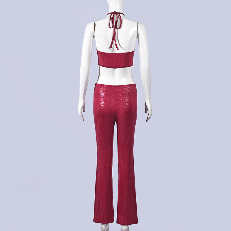 Sleeveless Halterneck Tie Up Jumpsuit GFRT 42396JBC