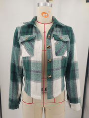 Long Sleeve Plaid Print Shirt YIM 383