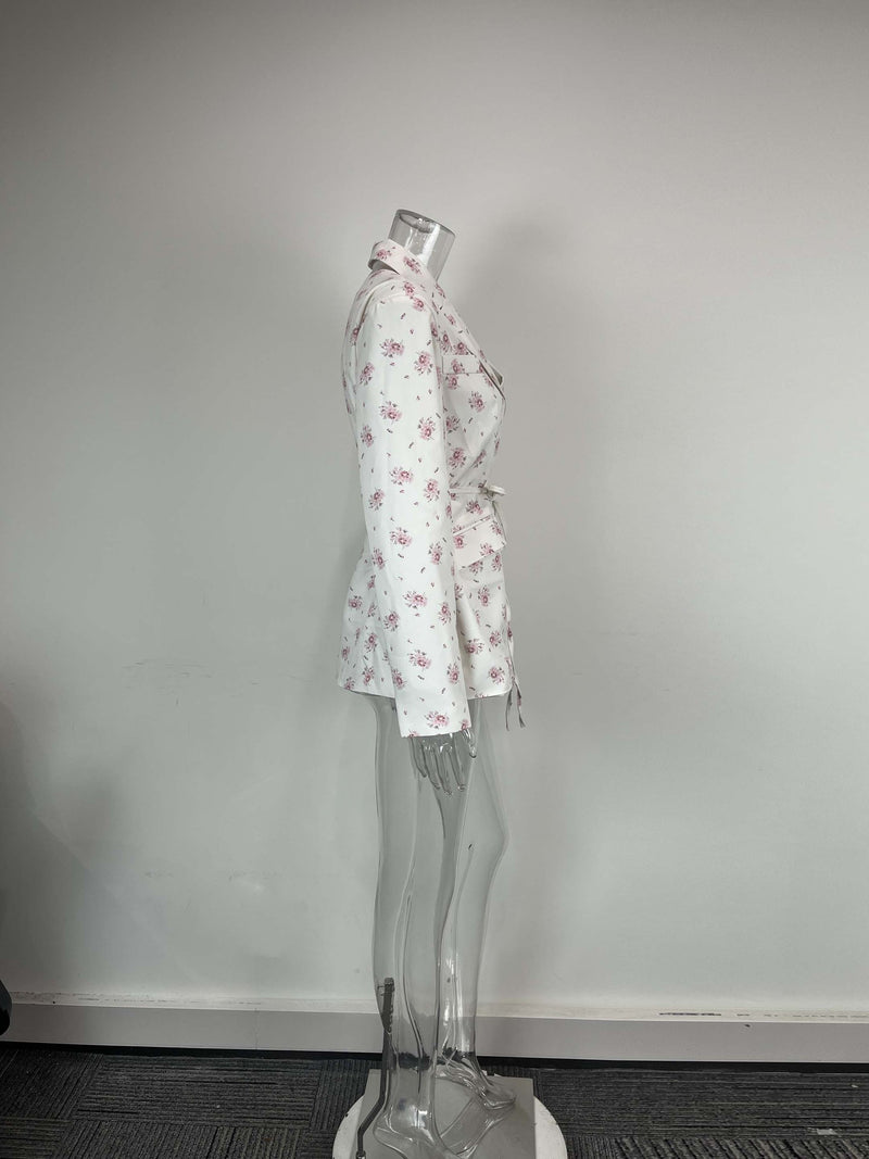 Plus Size Long Sleeve Print Tie Up Coats GHHE 29783