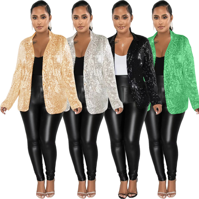 Casual Sequin Long Sleeve Blazer Coat TR 1280