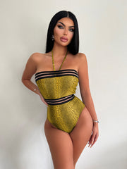 Halterneck Tie Up One Piece Swimsuit DYSC DY23A567YYB040413