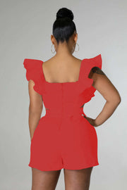 Plus Size One Shoulder Solid Color Romper GHXF HX0206