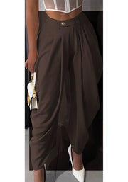 Solid Color Wide Leg Flower Bud Pants GXHF M80802