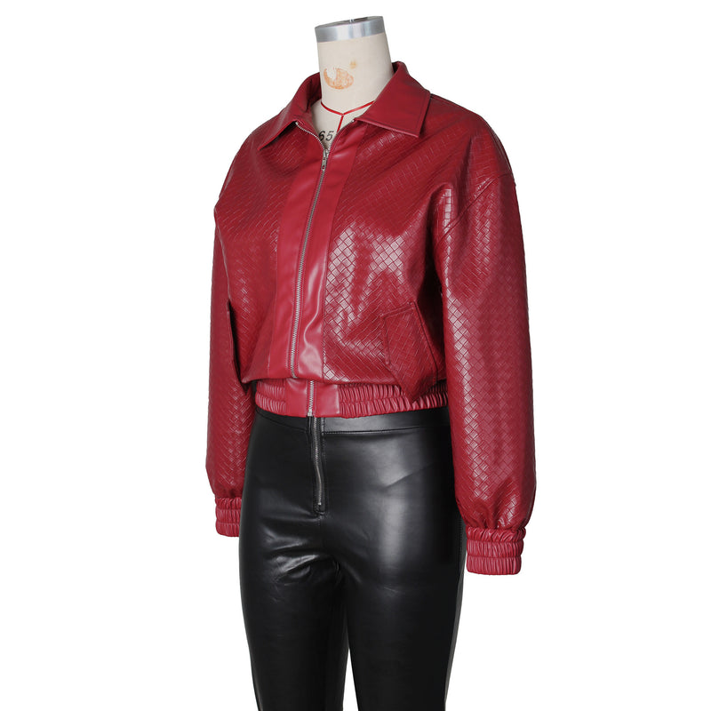 PU Leather Loose Zipper Jackets ZSD 0774