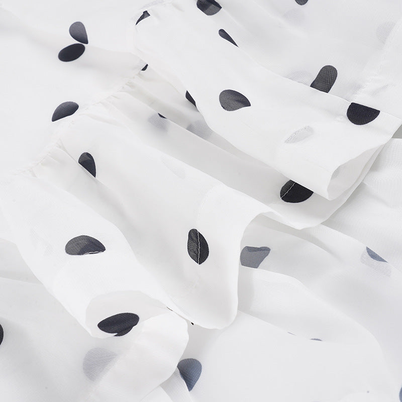 Polka Dot Print Irregular Long Skirts GPKJ MR43545