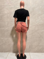 Rivet Embellished Waist Chain Denim Short LA 6010