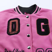 Fashion Letter Embroider Print Patchwork Baseball Jacket FL 23524