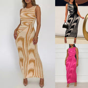 Stripe Printed Sleeveless Bodycon Dress GWDS 230516