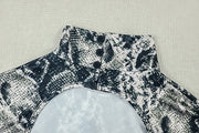 Snake Print High Collar Long Sleeve Jumpsuit GJYO 006317