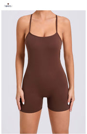 Solid Coloar Backless Yoga Sport Romper GQSA 43014