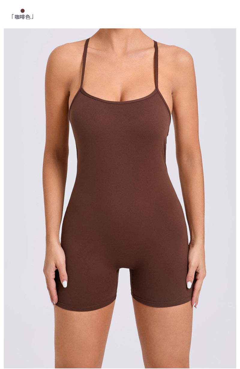 Solid Coloar Backless Yoga Sport Romper GQSA 43014