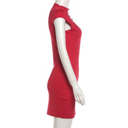 Hollow Out Solid Color Mini Dress XEF K6D08956A