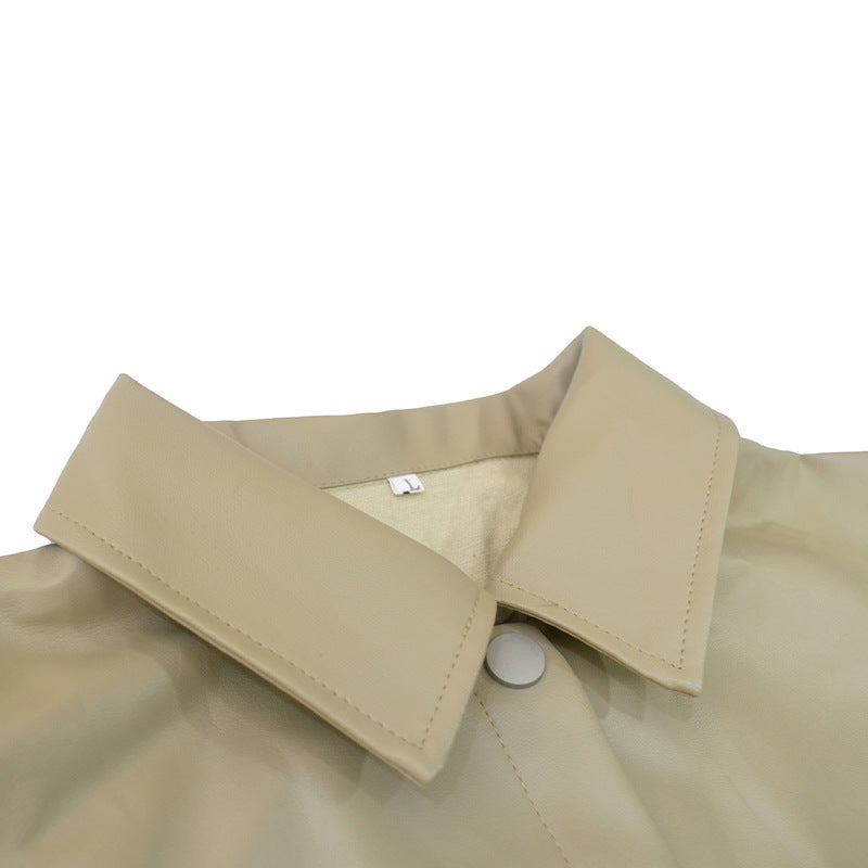 PU Leather Lapel Shirt Coat GPBY 1441