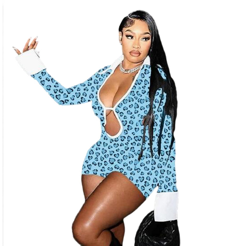 Sexy Lapel Hollow Out Backless Romper SHD 9724